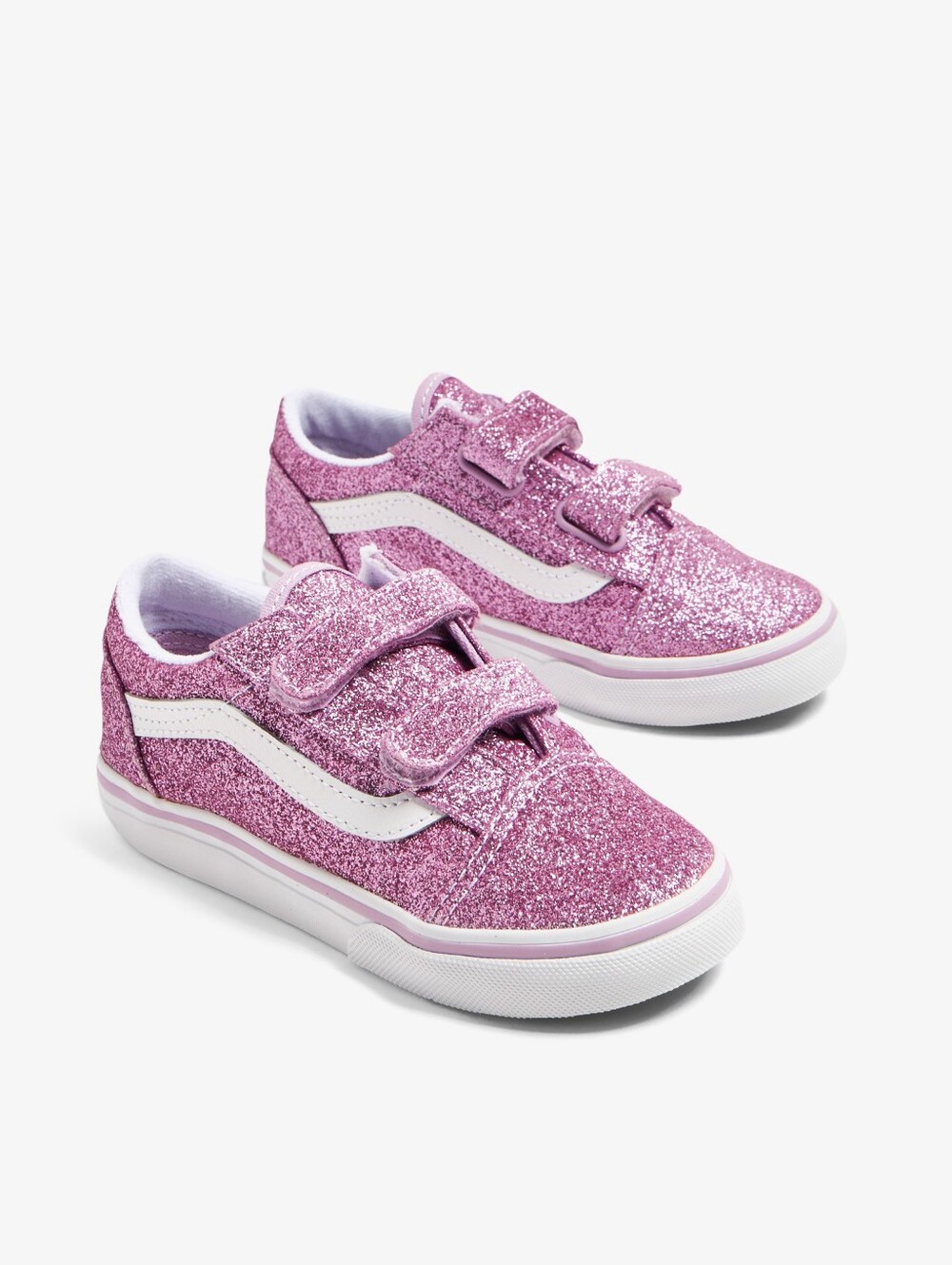 Vans Toddler Pink Glitter Old Skool Velcro Sneakers - Size 8